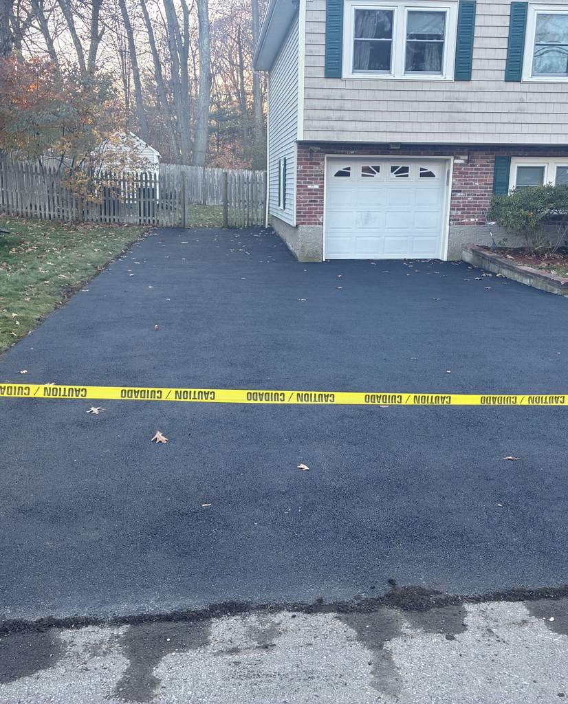 new driveway paving in autumn