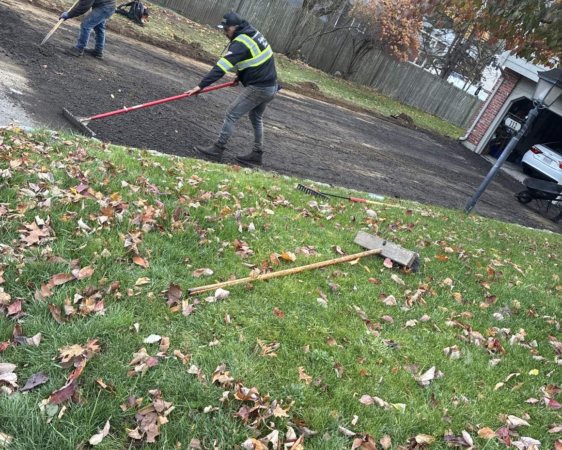 Paving crew working in Randolph