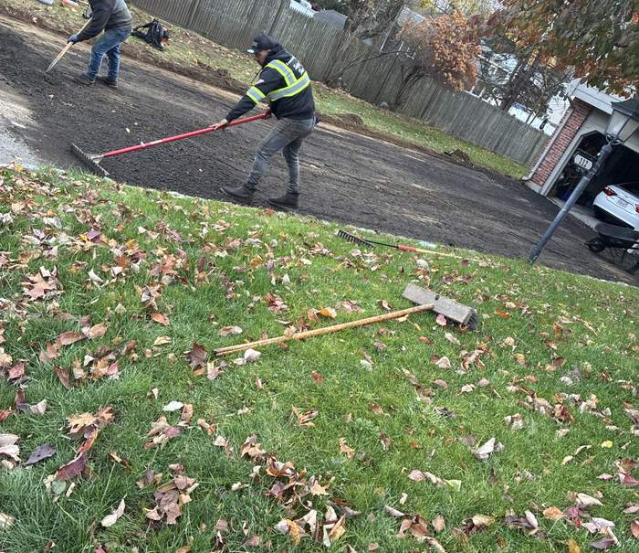 asphalt paving crew at work